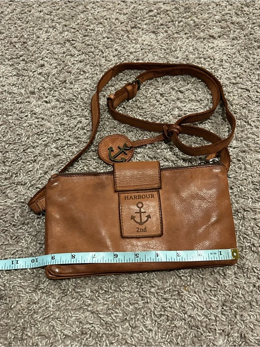 Harbour  2Nd Genuine Leather Luna Cognac Crossbody Belt Purse Bag